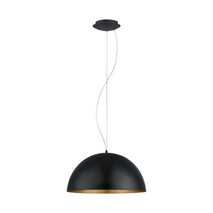 Eglo EU Gaetano 1 Black & Gold Steel Dome Pendant Light, 53cm