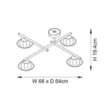 Endon Lighting Mobias 95009 Mobias 4lt semi Flush Light Fitting