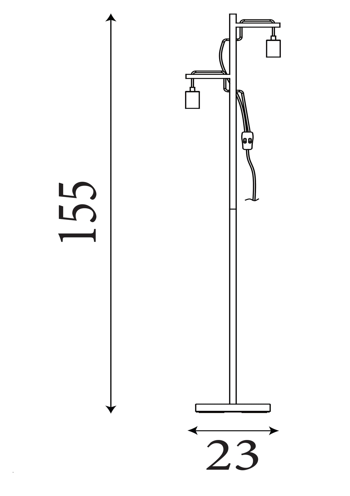Searchlight Electric Woody  2Lt Floor Lamp  - Natural Wood & Black Metal 95041-2BR