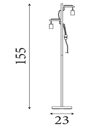 Searchlight Electric Woody  2Lt Floor Lamp  - Natural Wood & Black Metal 95041-2BR