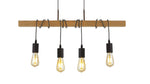 Woody  4Lt Bar Pendant - Natural Wood & Black Metal