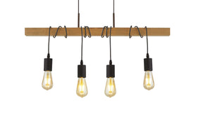 Woody  4Lt Bar Pendant - Natural Wood & Black Metal