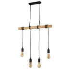 Searchlight Electric Woody  4Lt Bar Pendant - Natural Wood & Black Metal 95041-4BR
