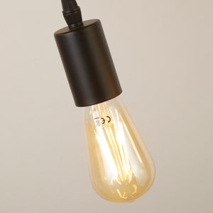 Searchlight Electric Woody  4Lt Bar Pendant - Natural Wood & Black Metal 95041-4BR