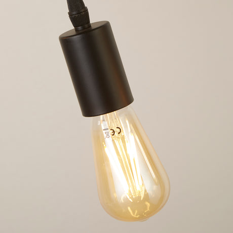 Searchlight Electric Woody  4Lt Bar Pendant - Natural Wood & Black Metal 95041-4BR