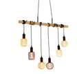 Woody  6Lt Bar Pendant - Natural Wood & Black Metal