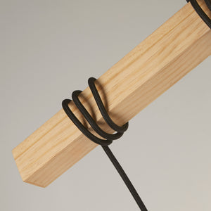 Searchlight Electric Woody  6Lt Bar Pendant - Natural Wood & Black Metal 95041-6BR