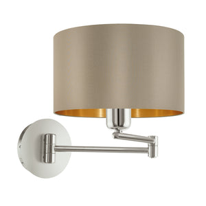 Eglo EU Maserlo Taupe & Gold Metal And Fabric Wall Light