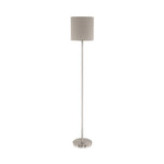 Eglo EU PASTERI Floor Lamp – Satin Nickel Finish with Taupe Fabric Shade, E27 Fitting, 1575mm Indoor Floor Light