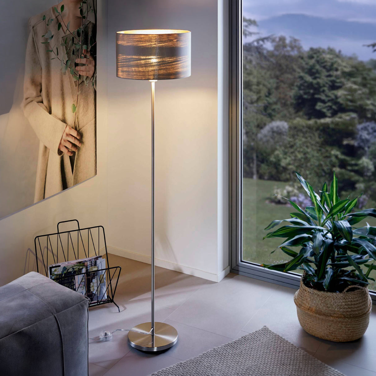 Eglo EU Maserlo Taupe & Gold Floor Lamp