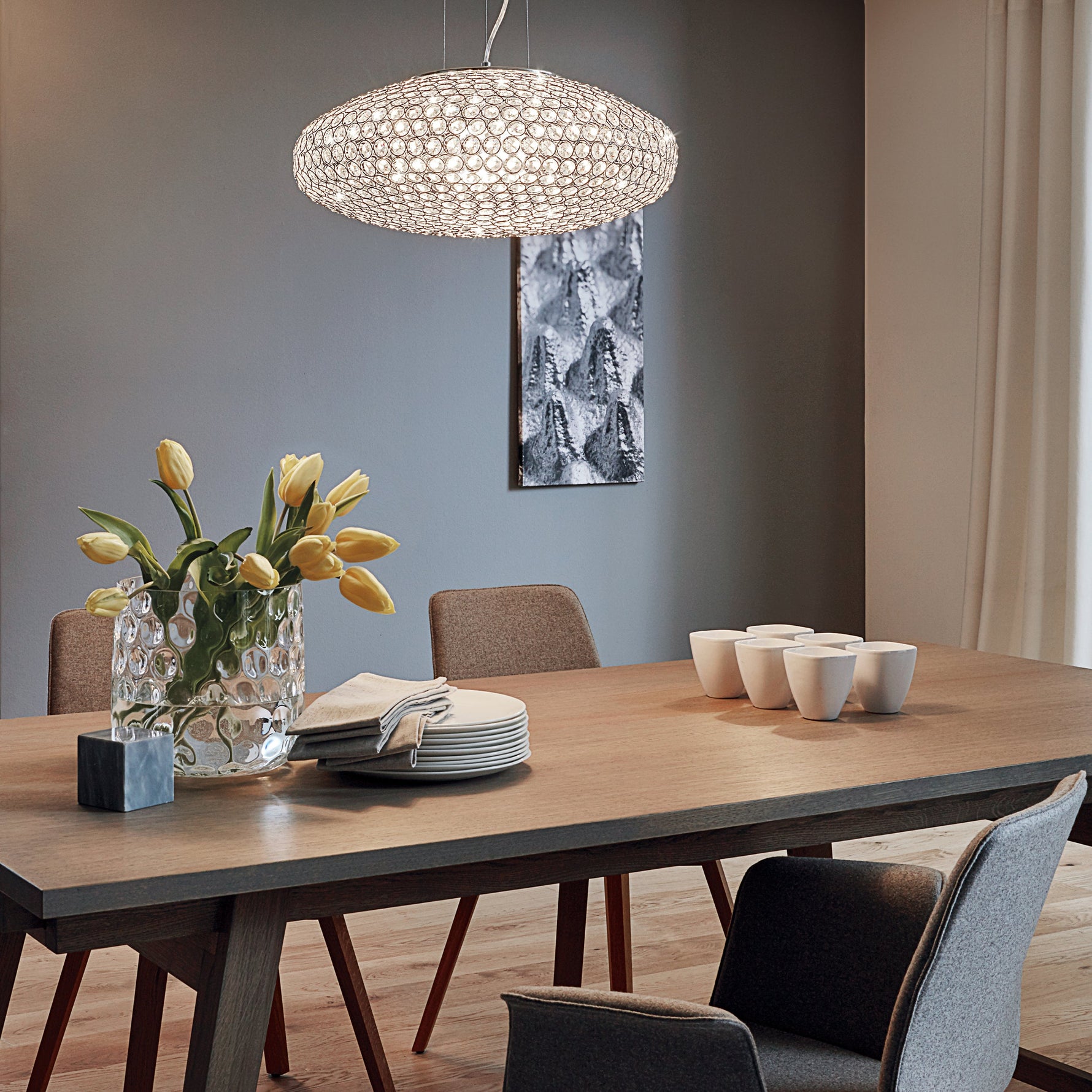Eglo EU PASTERI Fabric Ceiling Light – 570mm Taupe & White Shade, E27 Fitting product image - Endon Lighting from First Light Direct with great prices and fast UK delivery