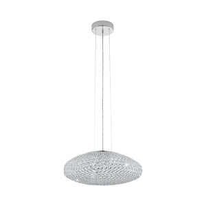 Eglo EU CLEMENTE Pendant Light – 540mm Chrome & Clear Glass, E27 Fitting