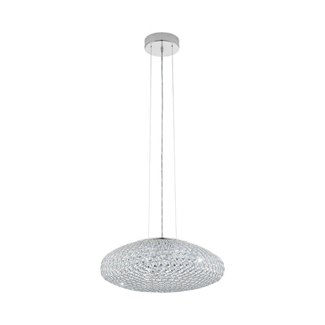 Eglo EU CLEMENTE Pendant Light – 540mm Chrome & Clear Glass, E27 Fitting