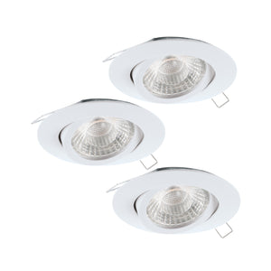 Eglo EU Tedo 1 White LED Round Set of 3 Recessed Light, 8cm, 3000K