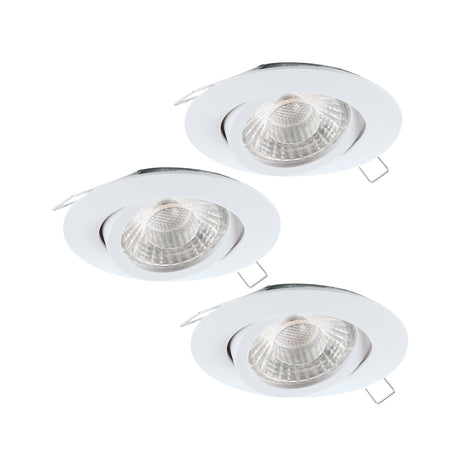 Eglo EU Tedo 1 White LED Round Set of 3 Recessed Light, 8cm, 3000K