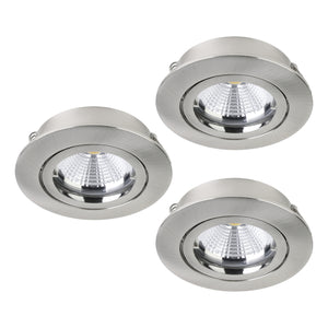 Eglo EU Tedo 1 Satin Nickel LED Round Set of 3 Recessed Light, 8cm, 3000K