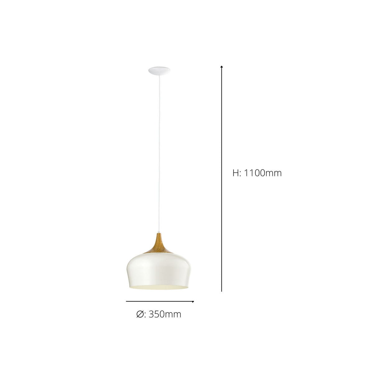 Eglo EU Obregon Cream & Oak Vintage Steel Single Pendant