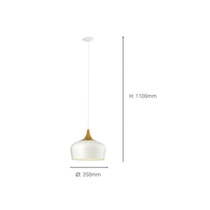 Eglo EU Obregon Cream & Oak Vintage Steel Single Pendant