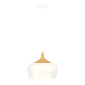 Eglo EU Obregon Cream & Oak Vintage Steel Single Pendant