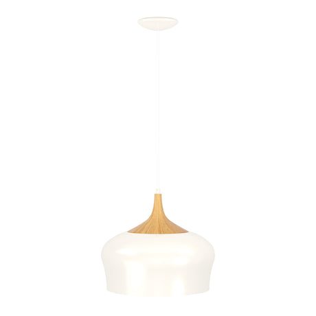 Eglo EU Obregon Cream & Oak Vintage Steel Single Pendant