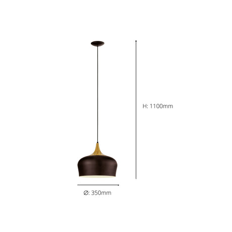 Eglo EU Obregon Brown & Cream Vintage Steel Single Pendant