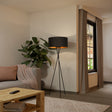 Eglo EU FONDACHELLI Floor Lamp – Black Steel with Black & Copper Fabric Shade, E27 Fitting, 1515mm Indoor Floor Light