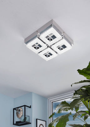Eglo EU FRADELO LED Wall or Ceiling Light – Chrome & Crystal Effect, Warm White, 1600?lm, Indoor Lighting