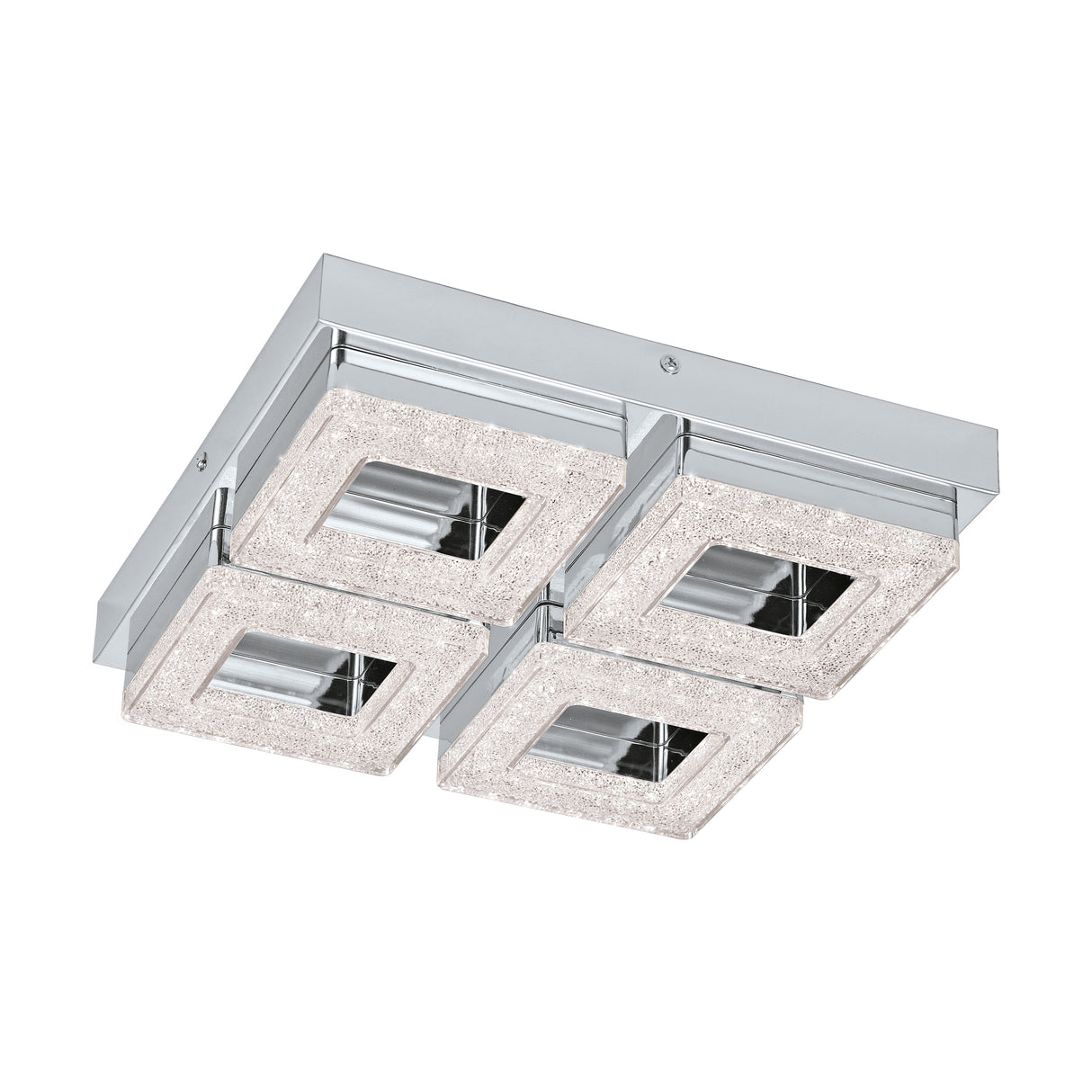 Eglo EU FRADELO LED Wall or Ceiling Light – Chrome & Crystal Effect, Warm White, 1600?lm, Indoor Lighting