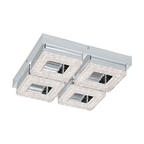 Eglo EU FRADELO LED Wall or Ceiling Light – Chrome & Crystal Effect, Warm White, 1600?lm, Indoor Lighting