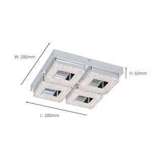 Eglo EU FRADELO LED Wall or Ceiling Light – Chrome & Crystal Effect, Warm White, 1600?lm, Indoor Lighting