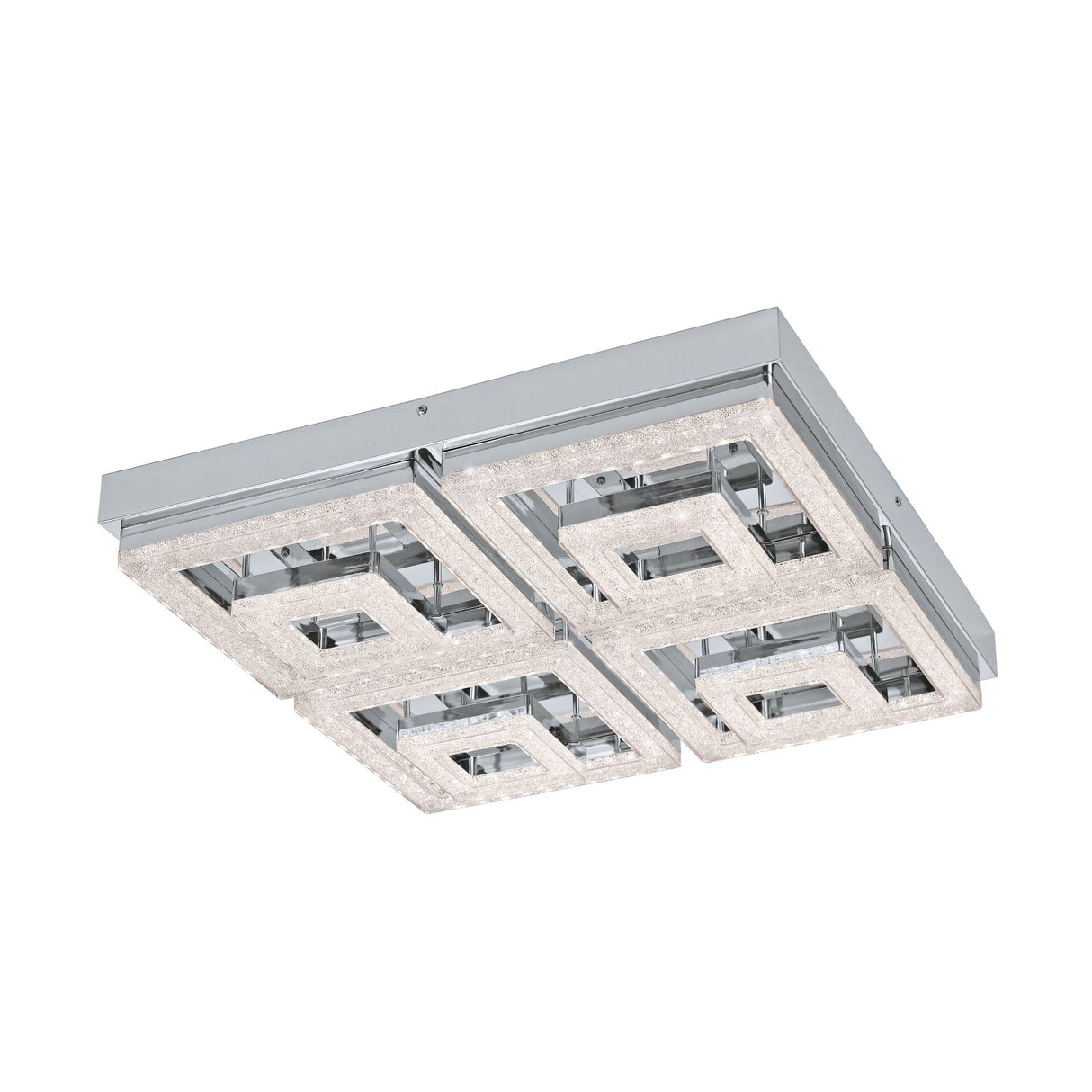 Eglo EU FRADELO LED Ceiling Light – 520mm Chrome & Crystal?Style Finish, Warm White