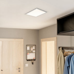 Eglo EU COMPETA?1 LED Wall or Ceiling Light – White & Silver Design, Warm White, 2400?lm, Indoor Lighting