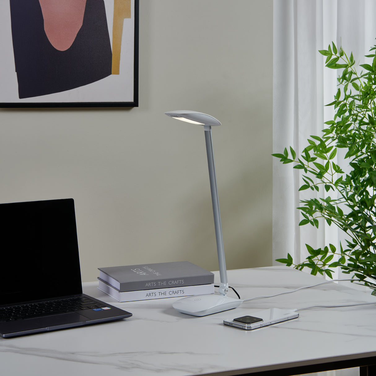 Eglo EU Cajero White Plastic LED Touchdimmer Table Lamp