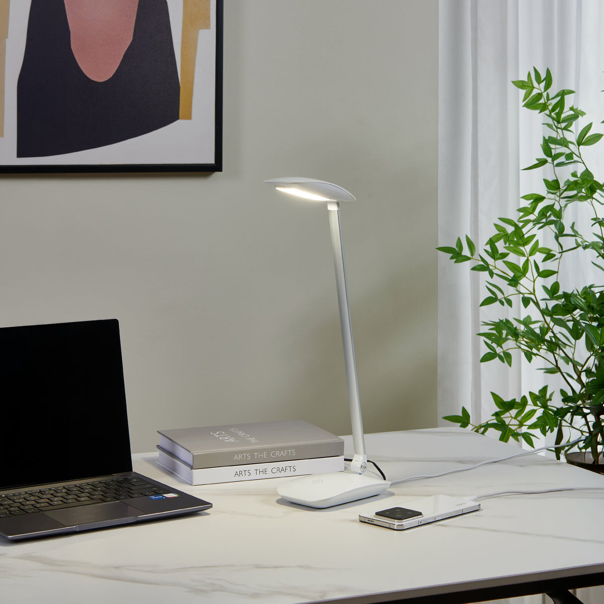 Eglo EU Cajero White Plastic LED Touchdimmer Table Lamp