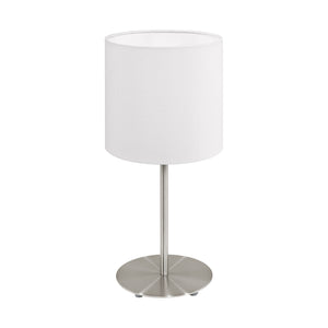 Eglo EU Pasteri White & Satin Nickel Fabric Table Lamp