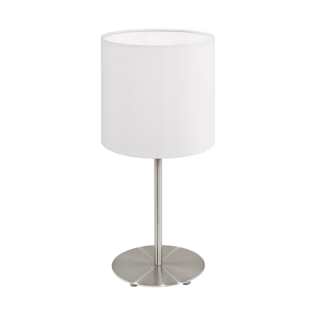 Eglo EU Pasteri White & Satin Nickel Fabric Table Lamp
