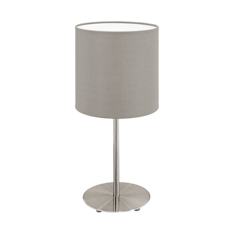 Eglo EU Pasteri Taupe & Satin Nickel Fabric Table Lamp
