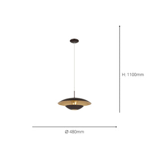 Eglo EU NUVANO Pendant Light – Brown & Gold Steel Finish, E27 Fitting, 480mm Indoor Pendant Light