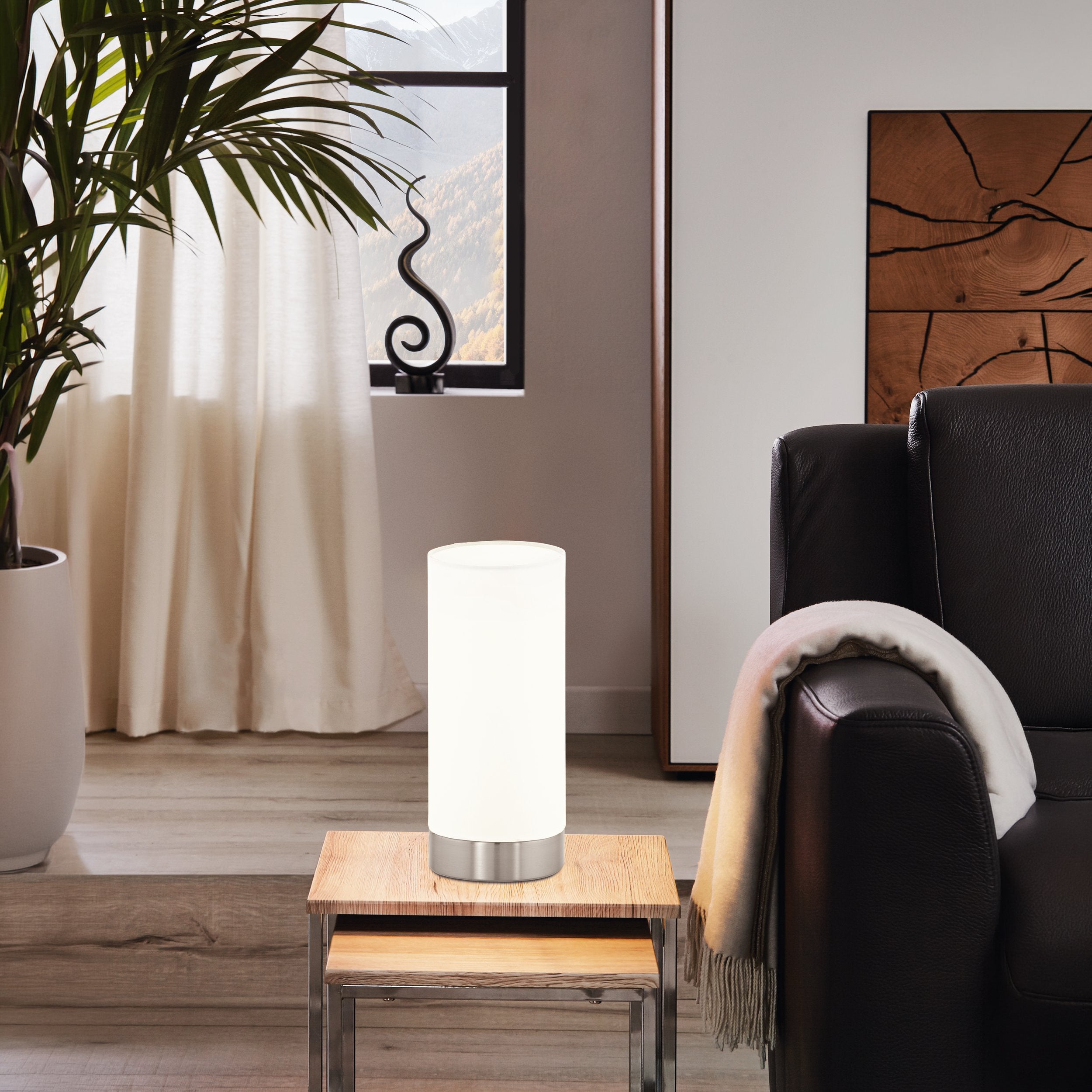 Eglo EU Damasco 1 Table Lamp – White & Chrome Steel 10cm