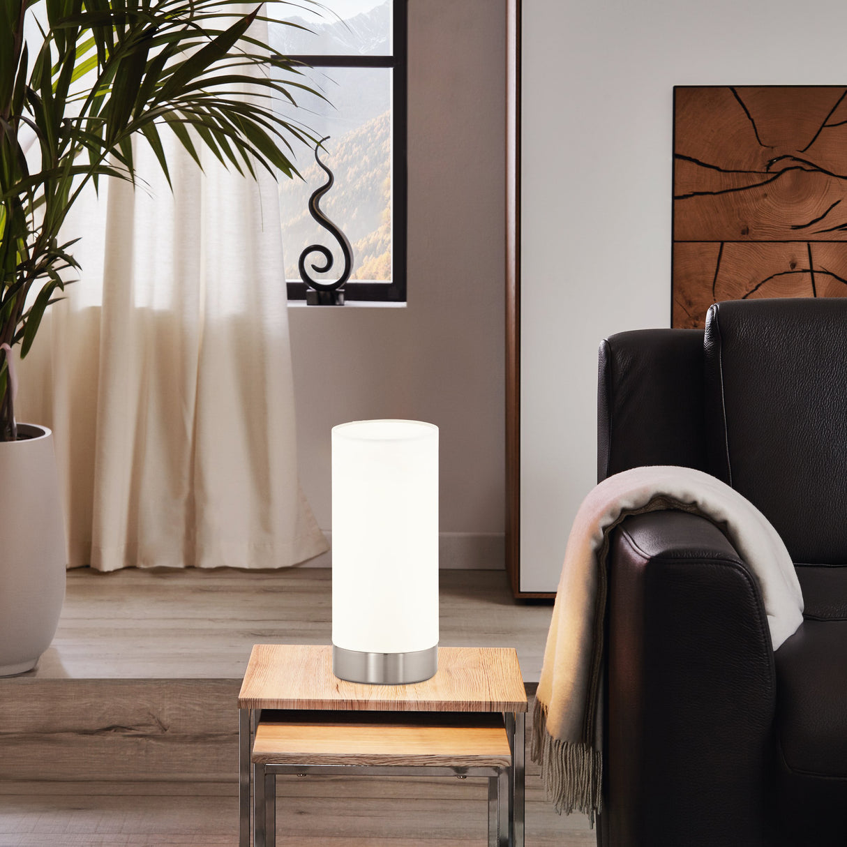 Eglo EU Damasco 1 Table Lamp – Satin Nickel Steel 10cm
