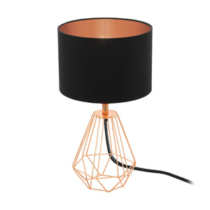 Eglo EU Carlton 2 Black And Copper Metal And Fabric Table Lamp, (D) 16.5cm