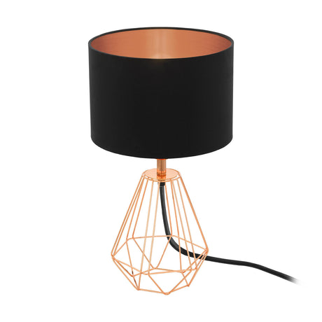 Eglo EU Carlton 2 Black And Copper Metal And Fabric Table Lamp, (D) 16.5cm