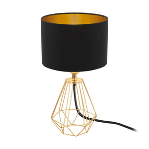 Eglo EU Carlton 2 Black And Gold Metal And Fabric Table Lamp, (D) 16.5cm