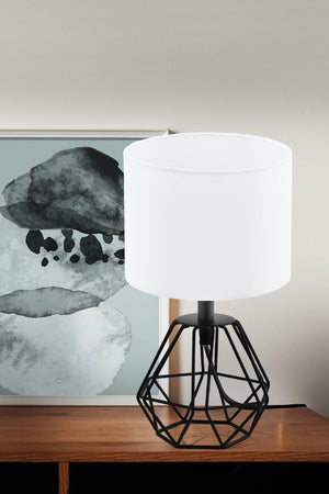 Eglo EU Carlton 2 Black And White Metal And Fabric Table Lamp, (D) 16.5cm