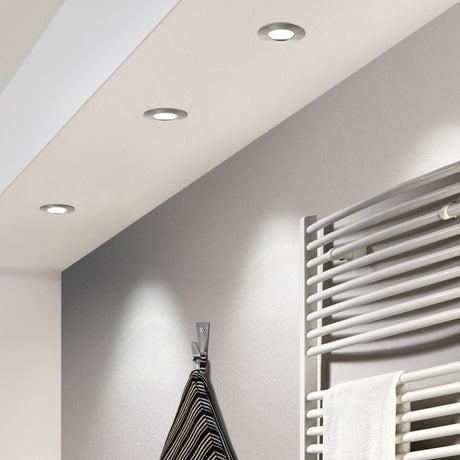 Eglo EU Pineda LED Plastic Satin Nickel Round Recessed Light, 7.8cm, 3000K