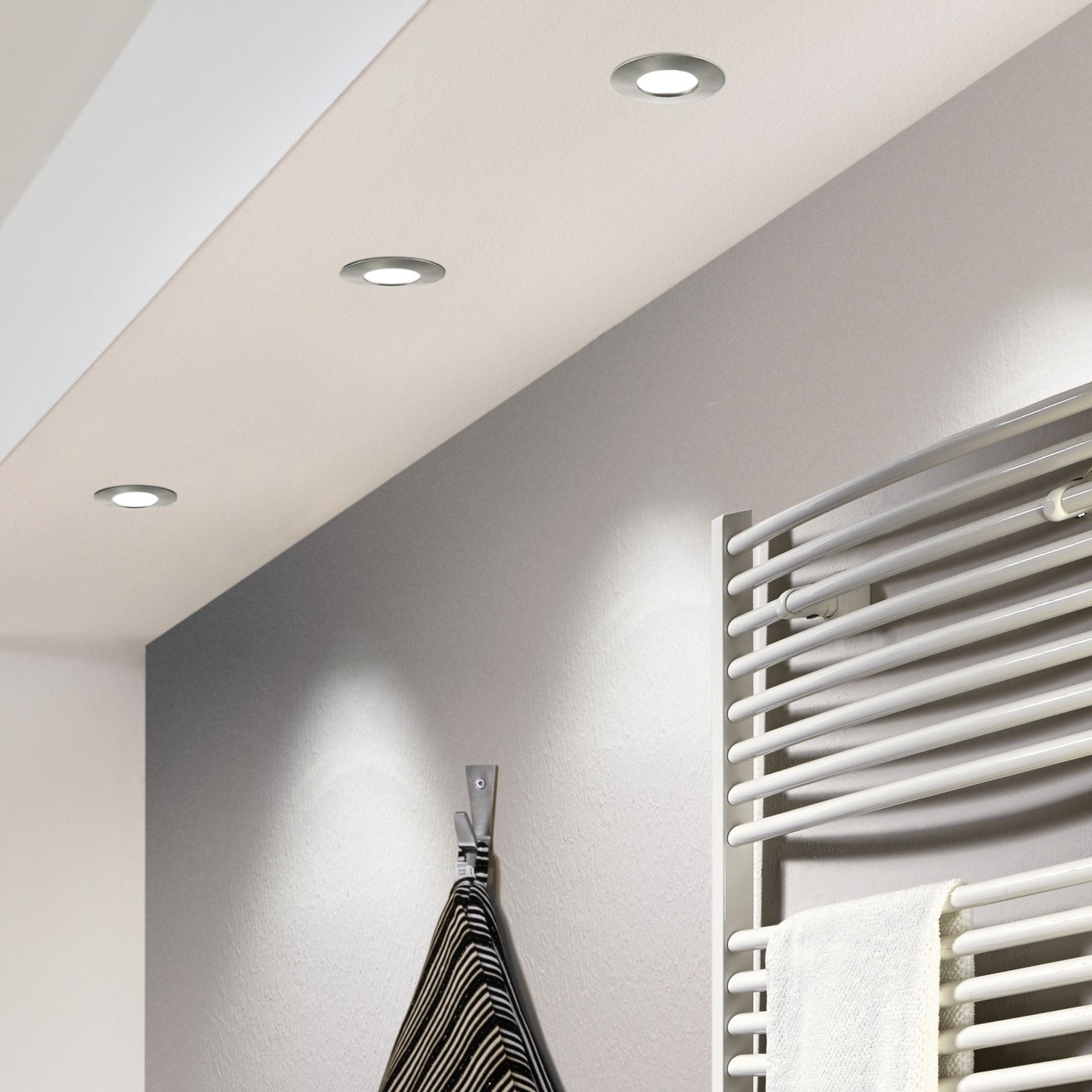 Eglo EU Pineda LED Plastic Satin Nickel Square Recessed Light, 8.4cm, 3000K product image - Endon Lighting from First Light Direct with great prices and fast UK delivery