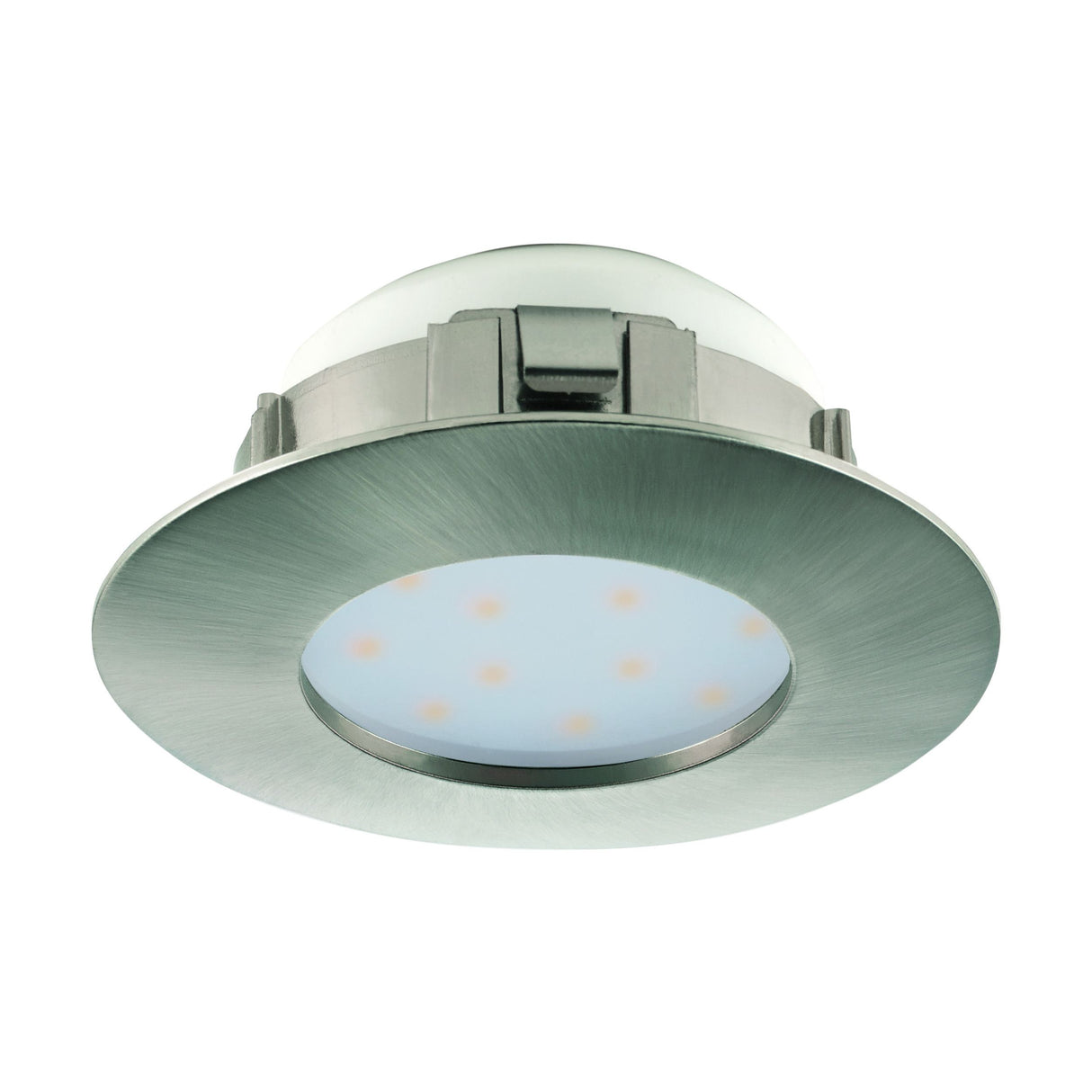 Eglo EU Pineda LED Plastic Satin Nickel Round Recessed Light, 7.8cm, 3000K