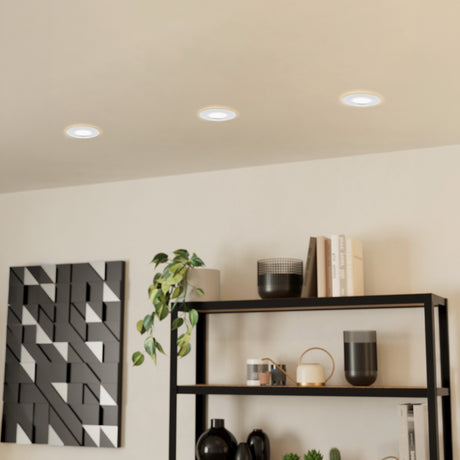 Eglo EU Pineda Plastic White LED Round Set of 3 Recessed Lights, 7.8cm, 3000K