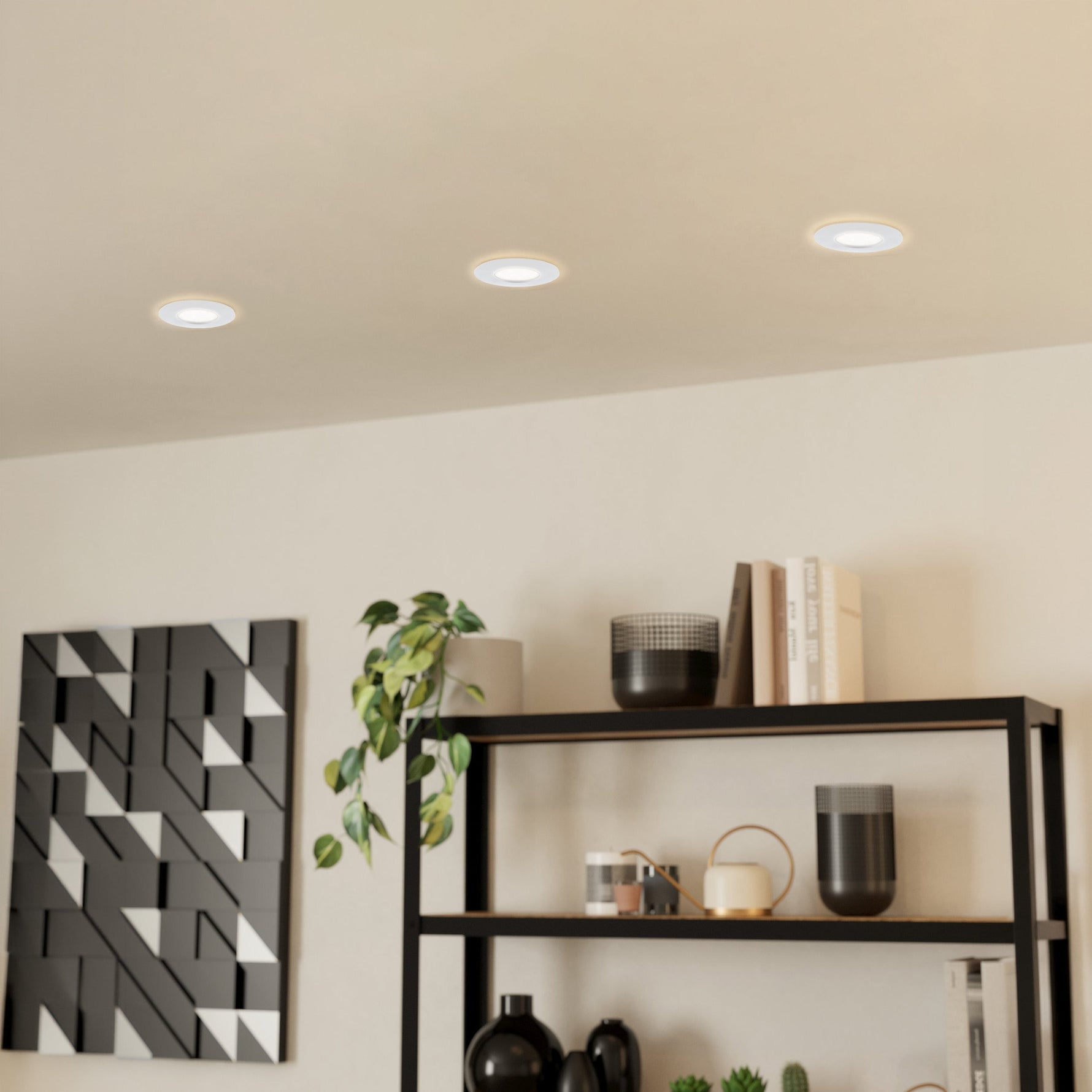 Eglo EU Pineda Plastic Chrome LED Round Set of 3 Recessed Lights, 7.8cm, 3000K product image - Endon Lighting from First Light Direct with great prices and fast UK delivery