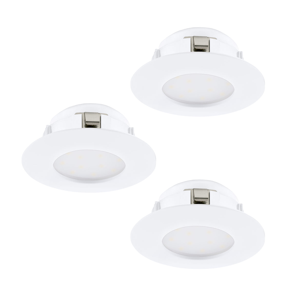 Eglo EU Pineda Plastic White LED Round Set of 3 Recessed Lights, 7.8cm, 3000K